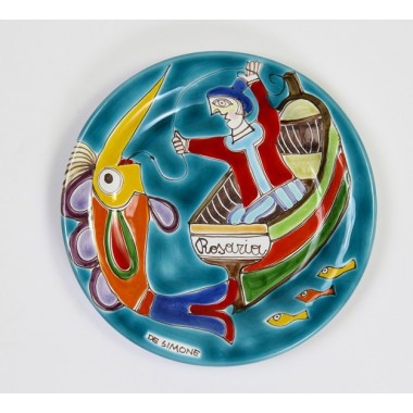 Piatto Tondo artigianale DS 18 cm Pescatore ceramiche de simone PT18DS-03 Piatto Tondo artigianale DS 18 cm Pescatore ceramiche de simone PT18DS-03